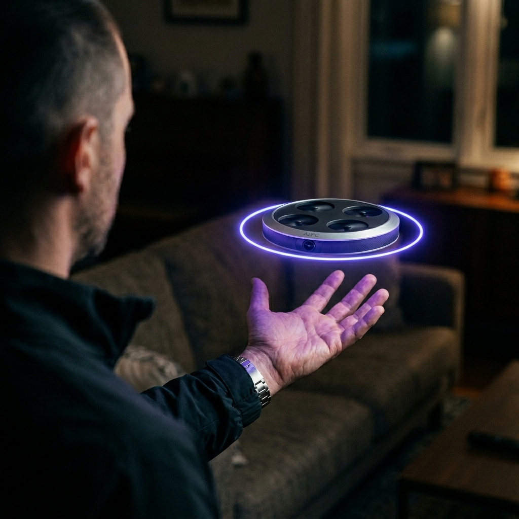 AIPC drone in palm — scale reference